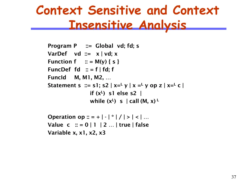 context sensitive and context insensitive analysis