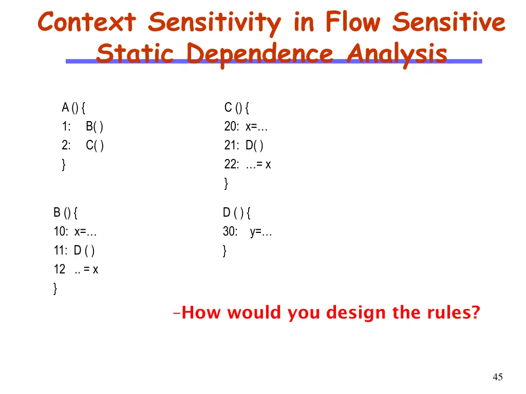 context sensitivity in flow sensitive static