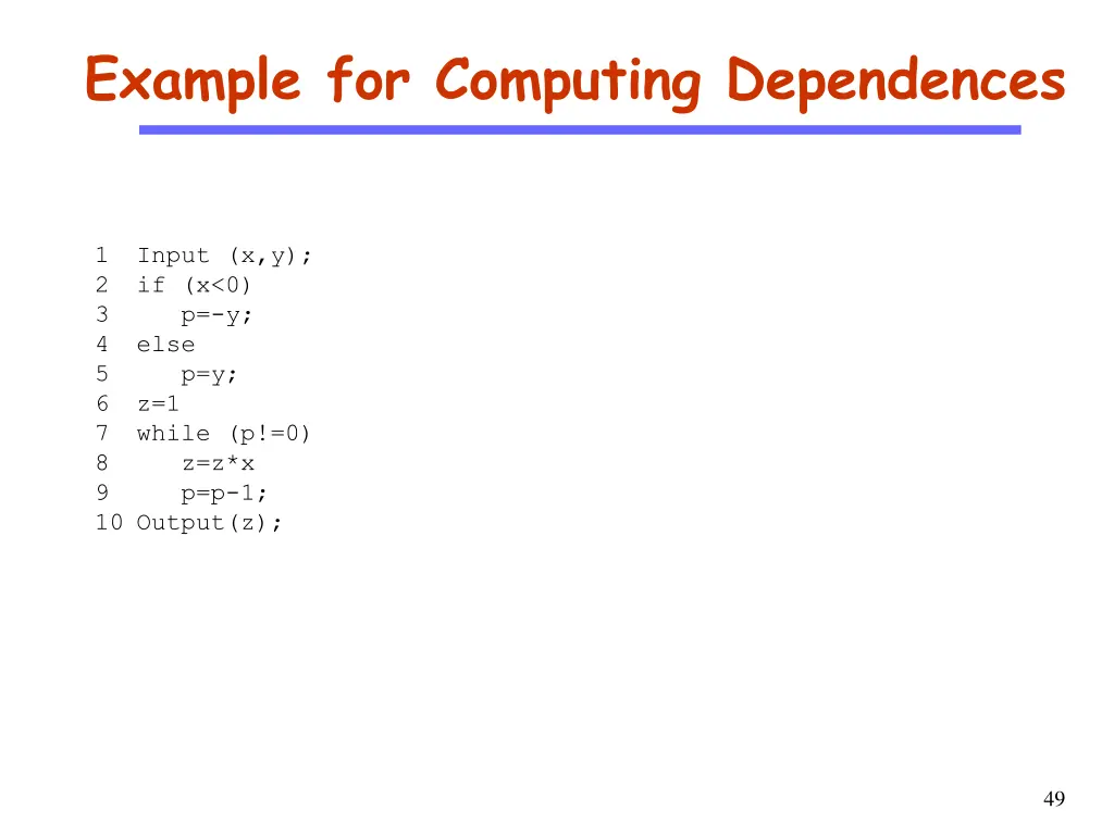 example for computing dependences
