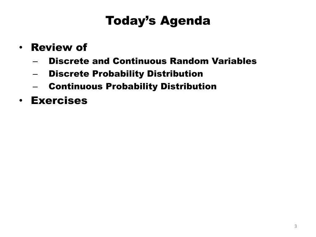 today s agenda