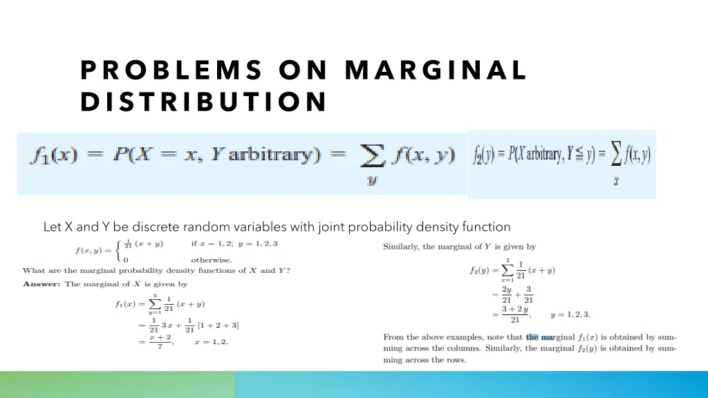 problems on marginal distribution