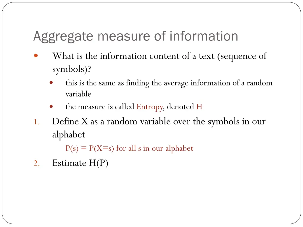 aggregate measure of information