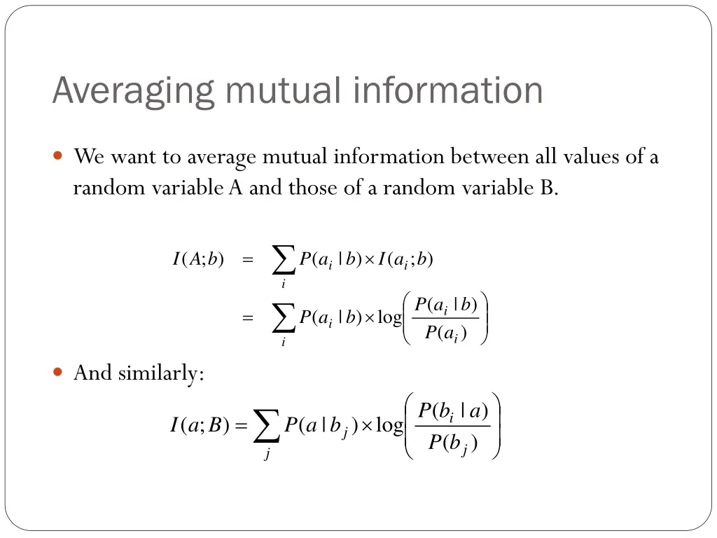averaging mutual information