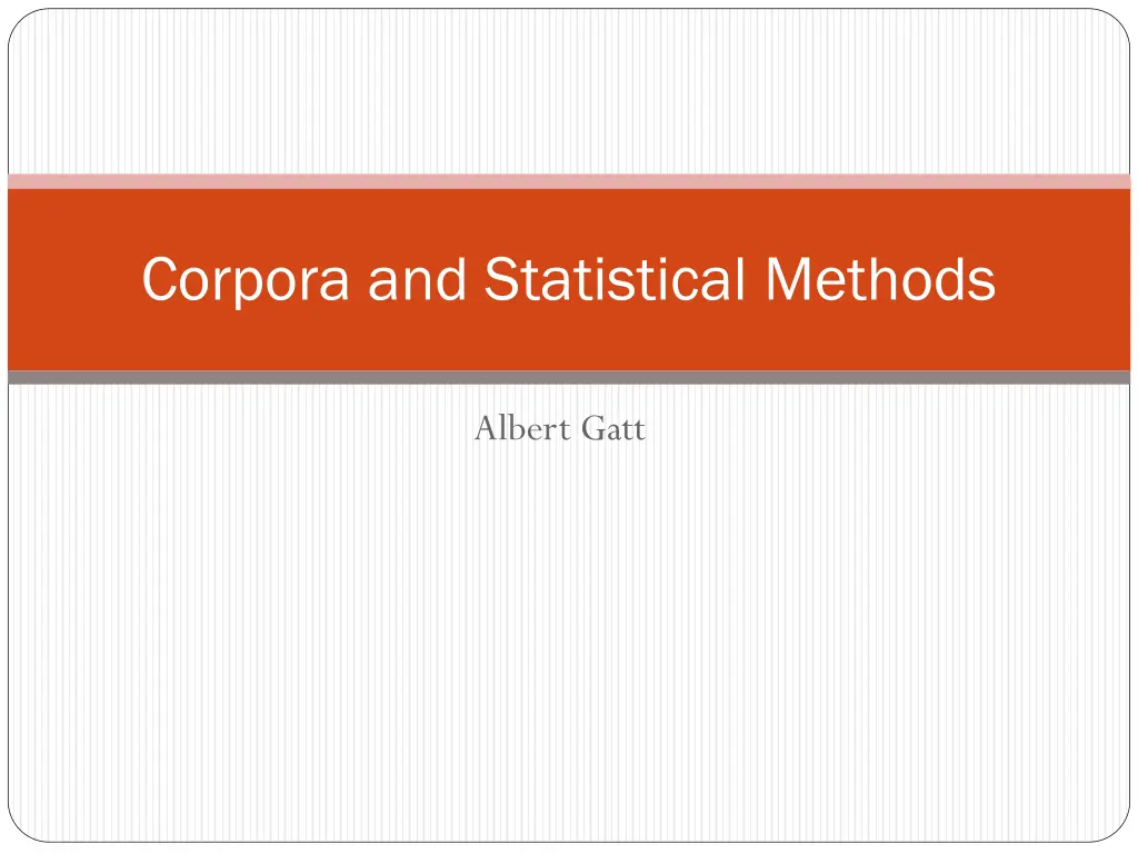 corpora and statistical methods