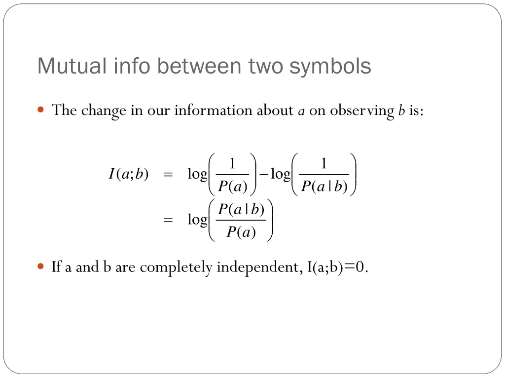 mutual info between two symbols