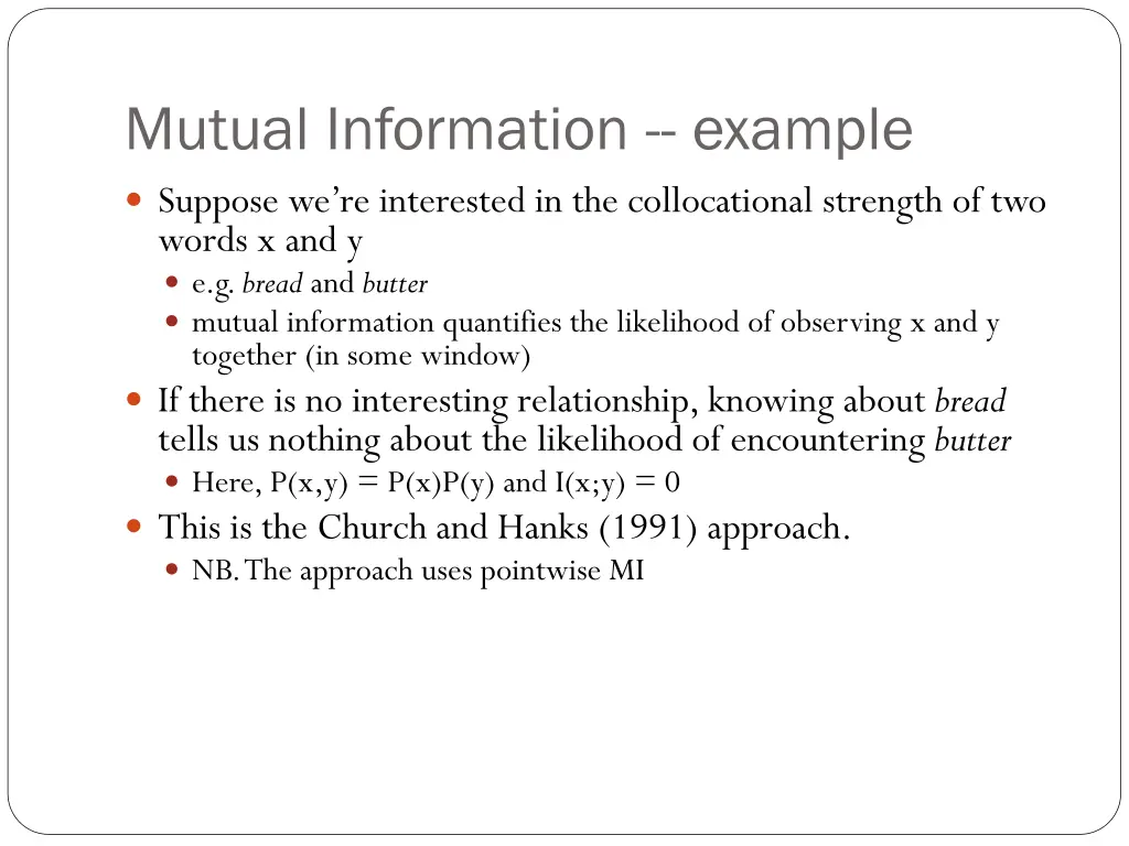 mutual information example suppose