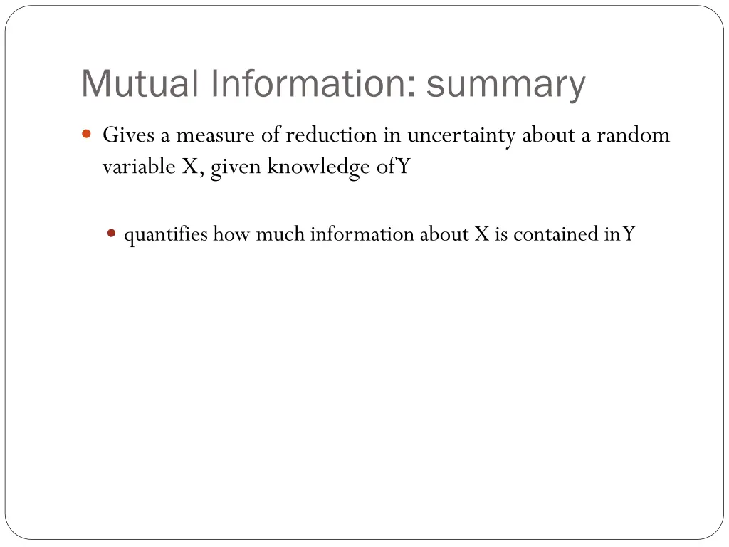 mutual information summary