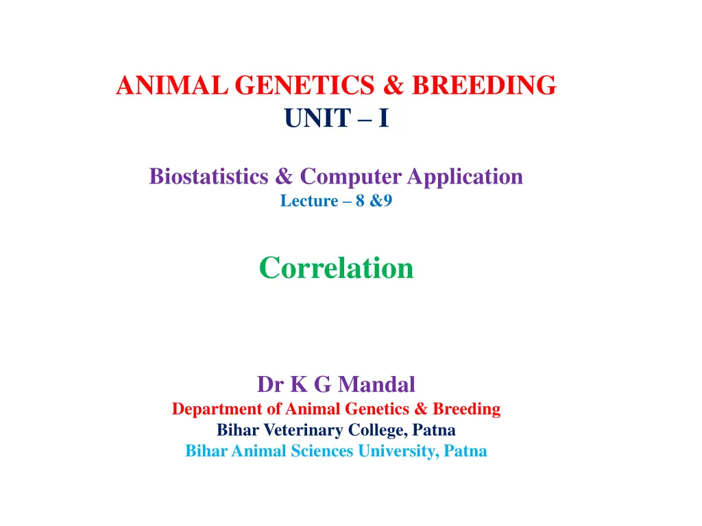 animal genetics breeding unit i