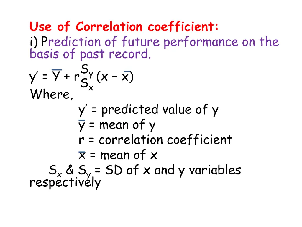 use of correlation coefficient i prediction