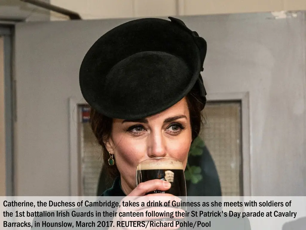 catherine the duchess of cambridge takes a drink