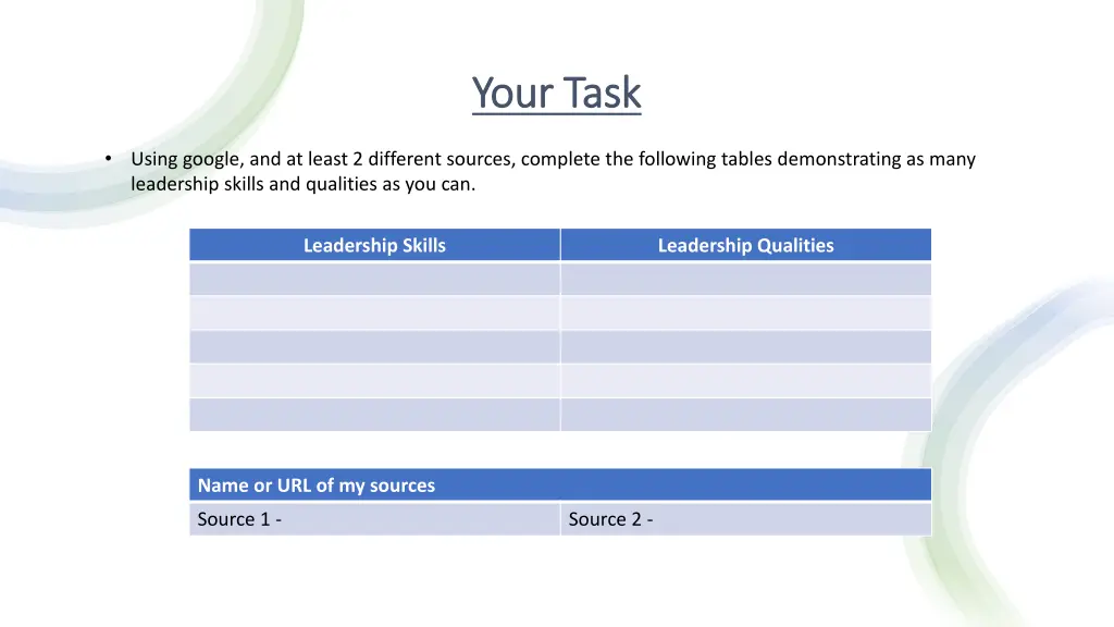 your task your task