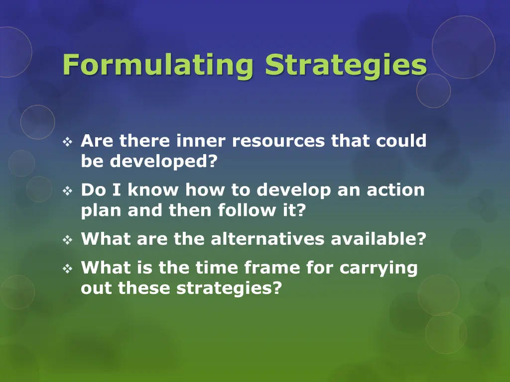formulating strategies