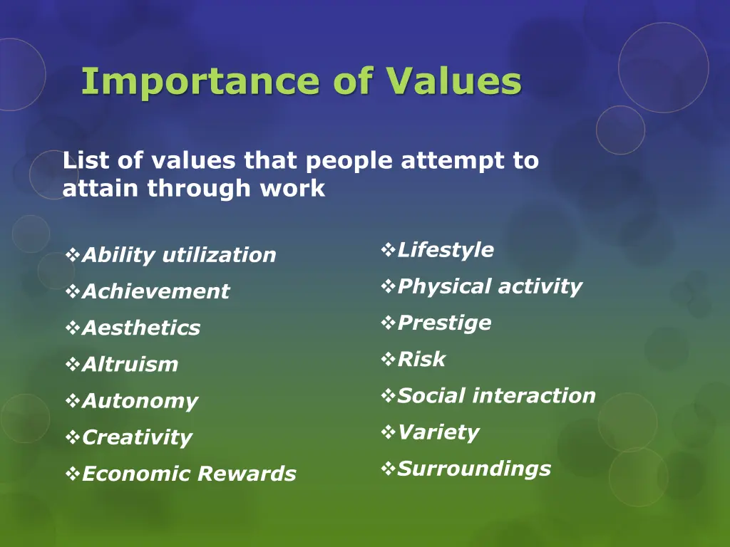 importance of values