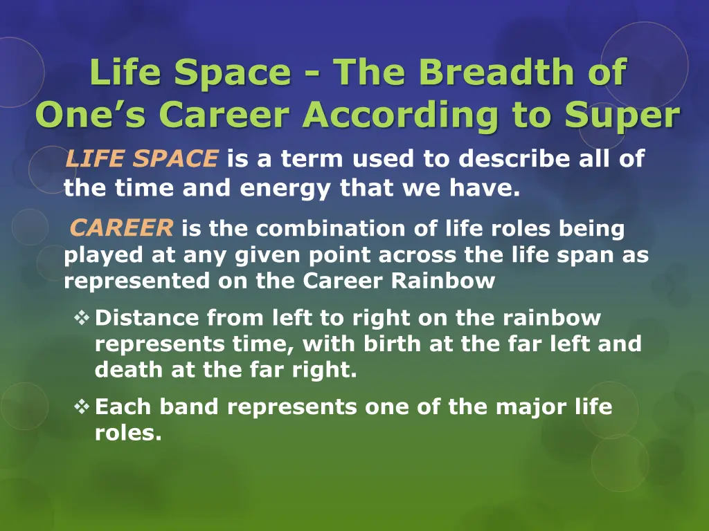 life space the breadth of one s career according