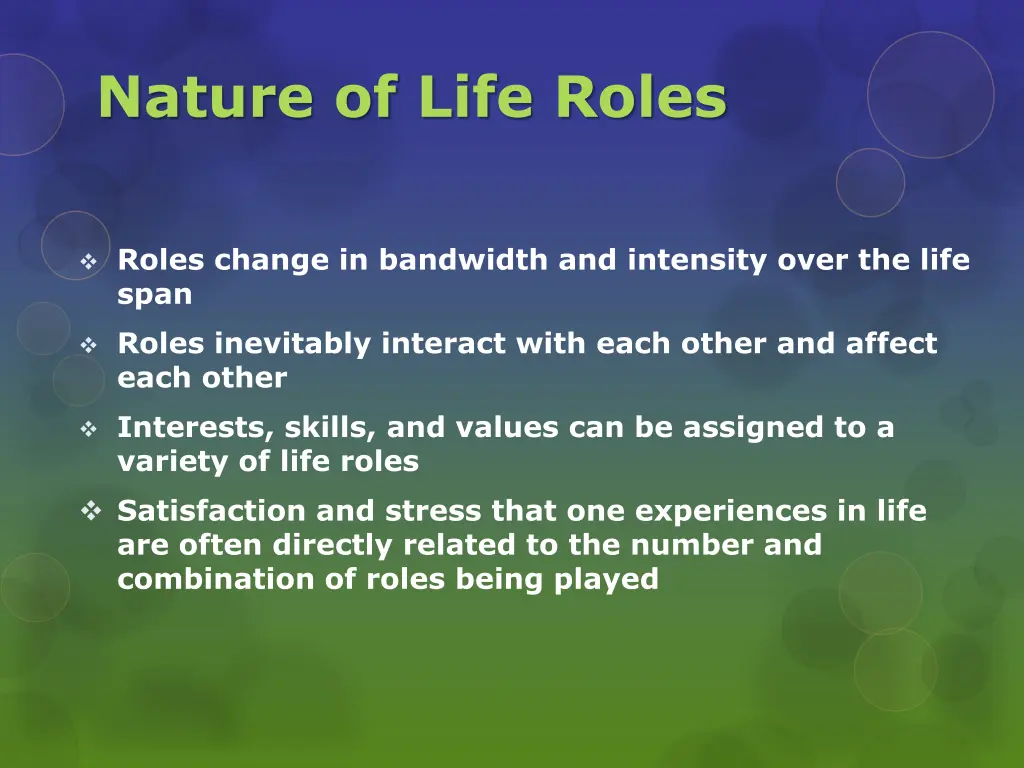 nature of life roles