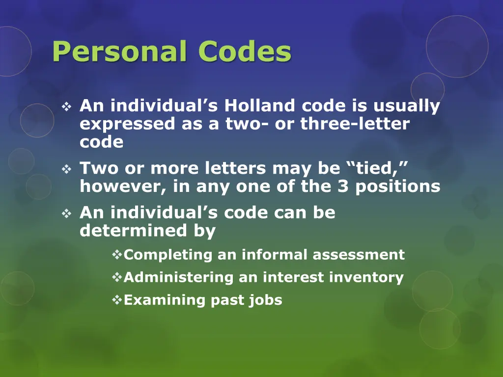 personal codes