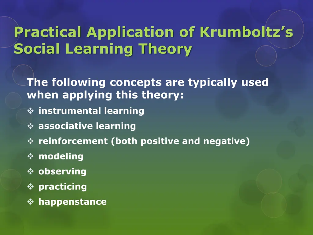 practical application of krumboltz s social