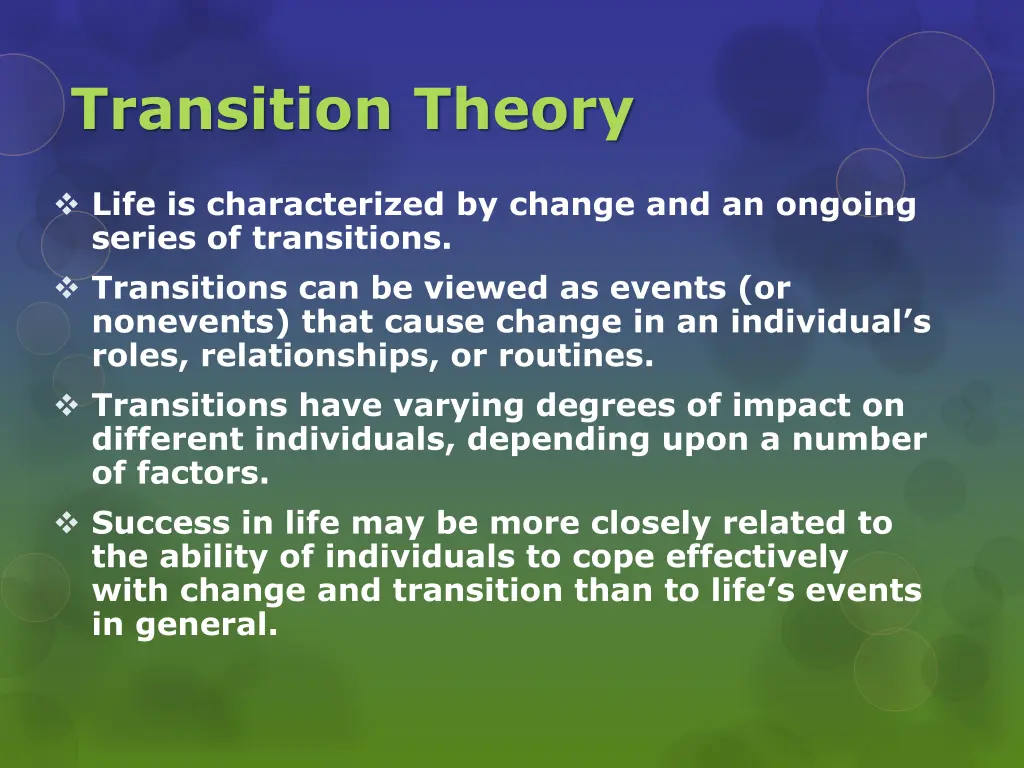 transition theory