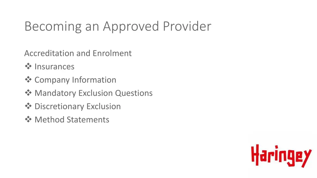 becoming an approved provider
