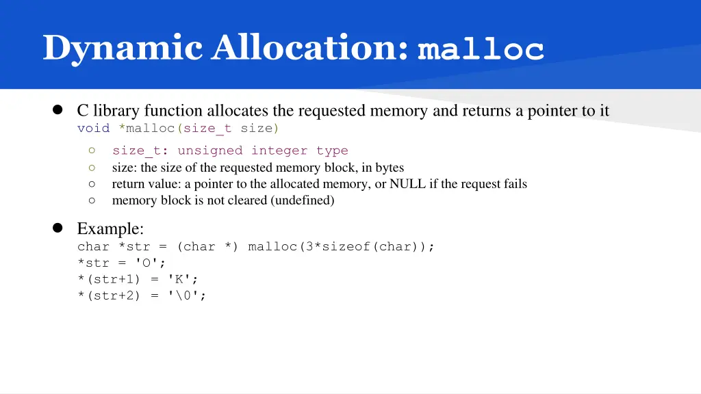 dynamic allocation malloc