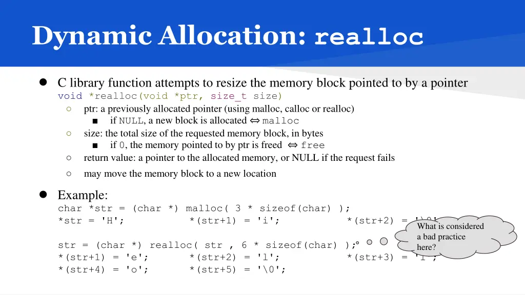 dynamic allocation realloc