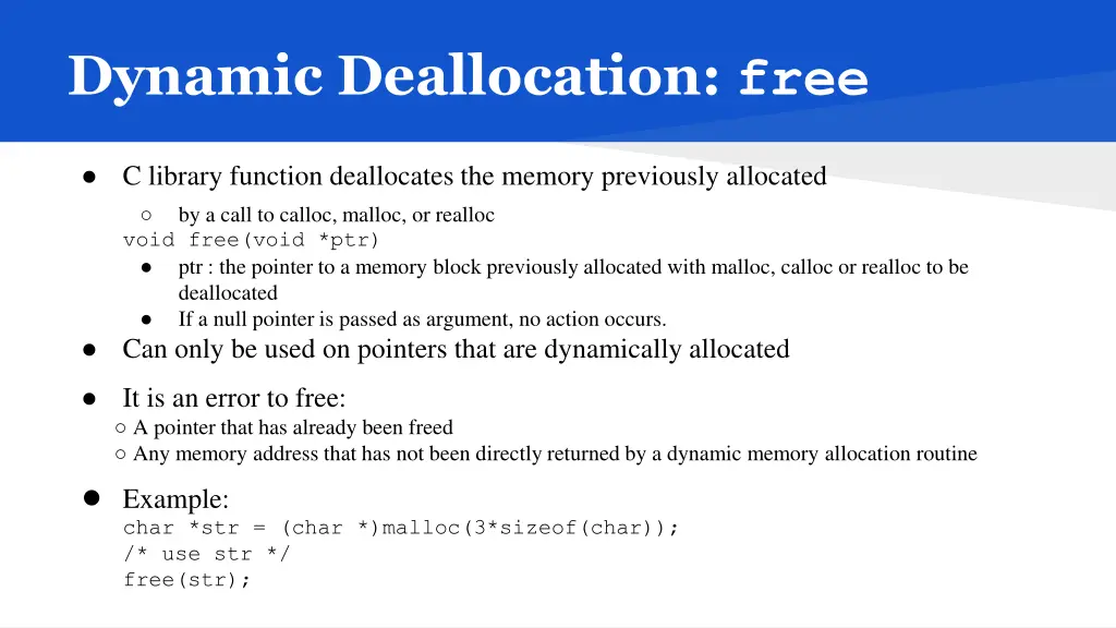 dynamic deallocation free