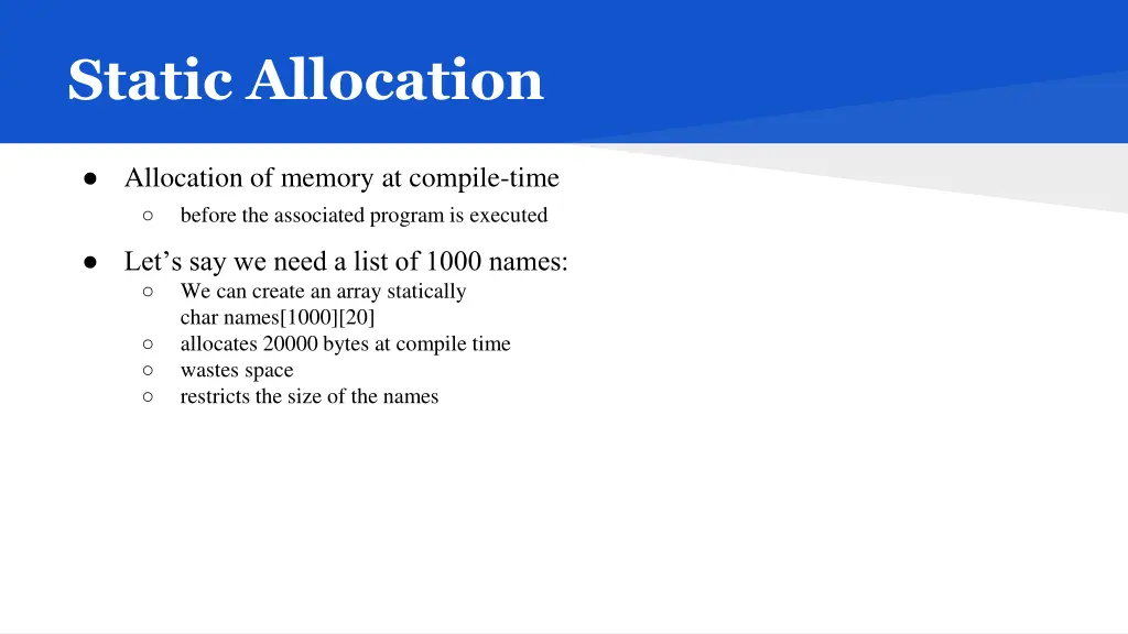 static allocation