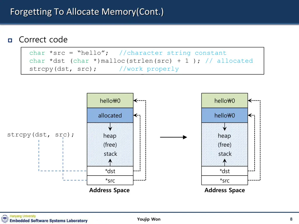 forgetting to allocate memory cont