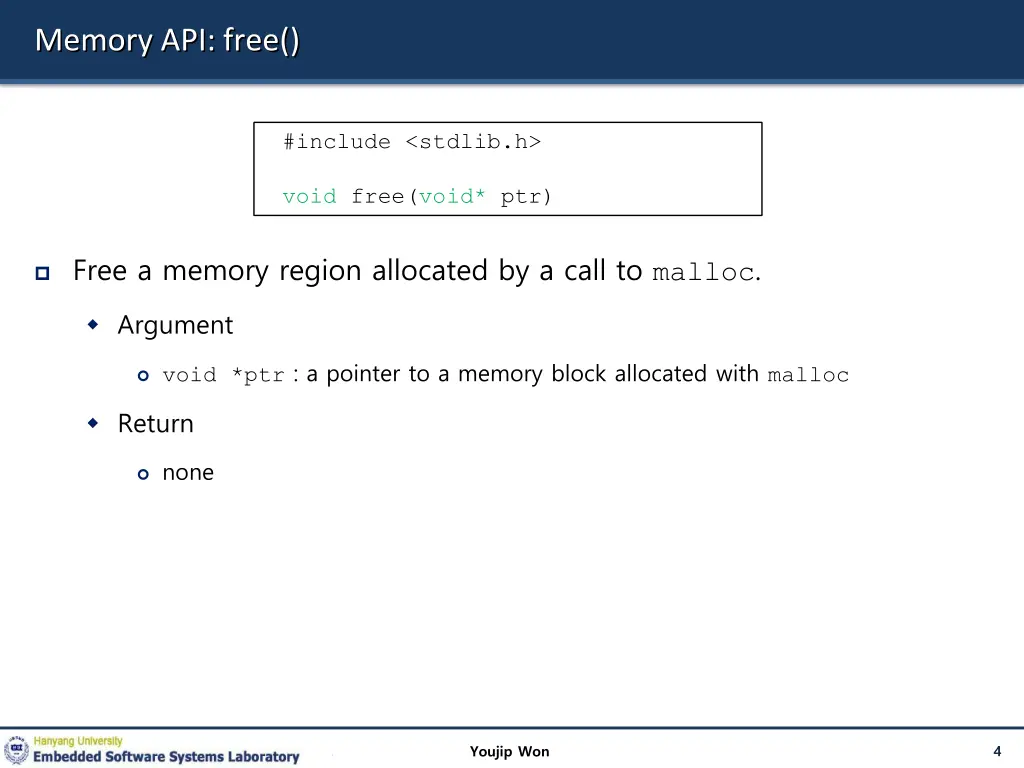 memory api free