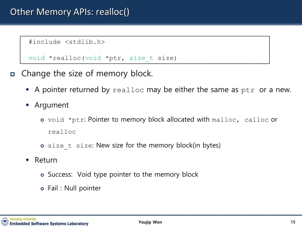 other memory apis realloc