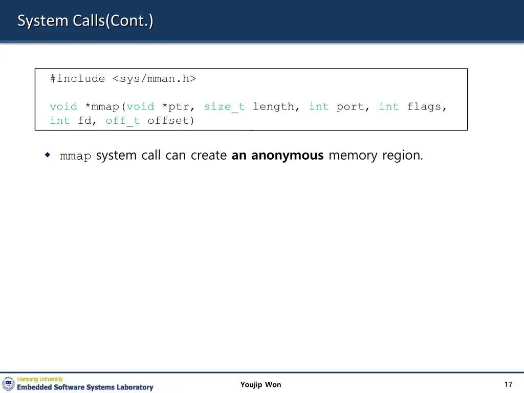 system calls cont