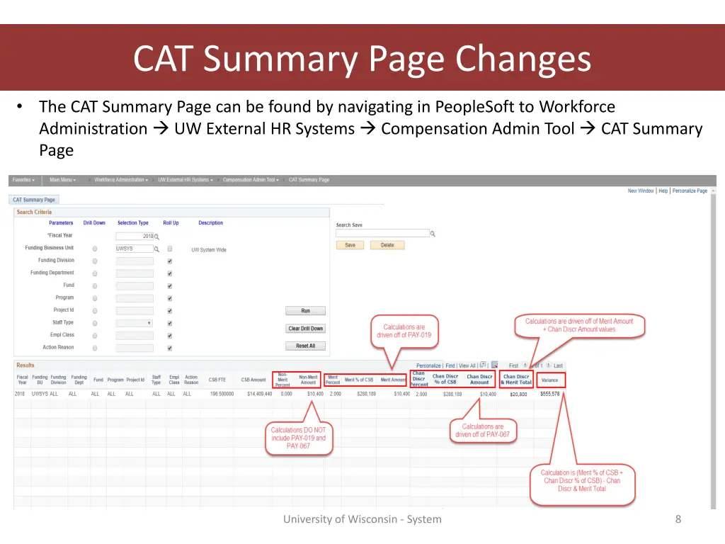 cat summary page changes