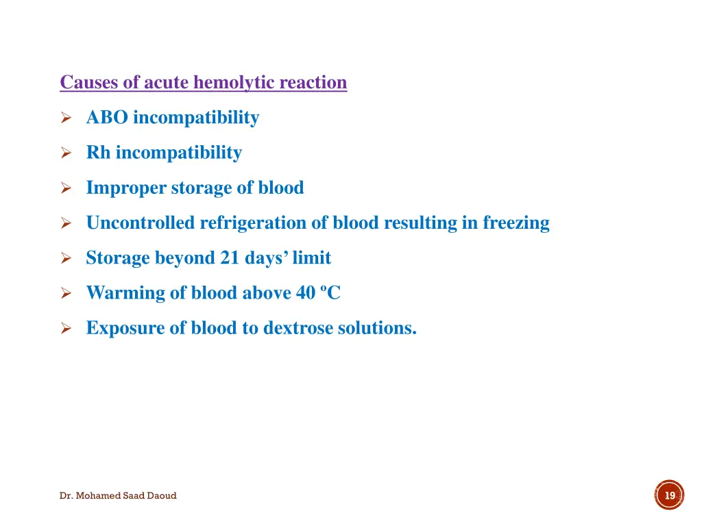 causes of acute hemolytic reaction