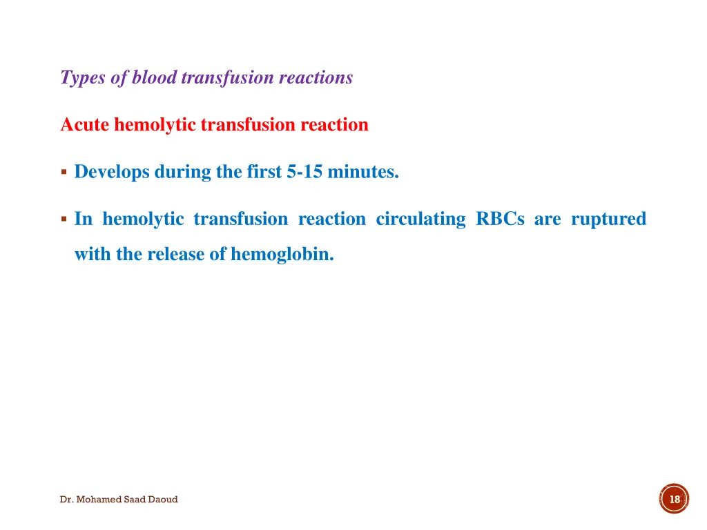 types of blood transfusion reactions