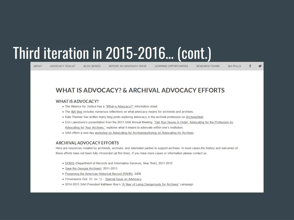 third iteration in 2015 2016 cont 1