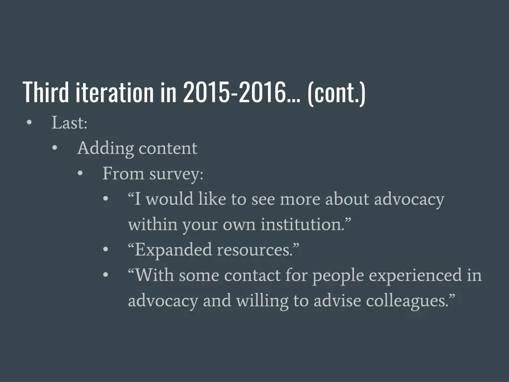 third iteration in 2015 2016 cont last adding