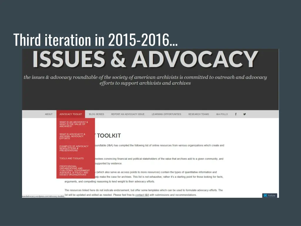 third iteration in 2015 2016