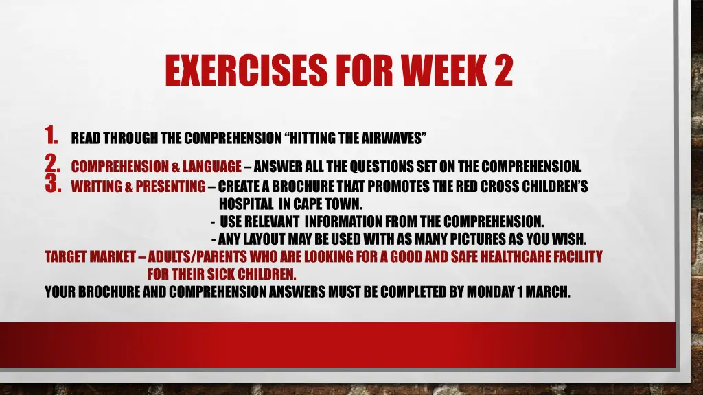 exercises for week 2
