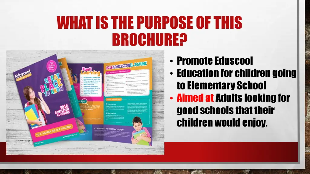what is the purpose of this brochure