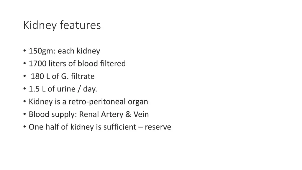 kidney features