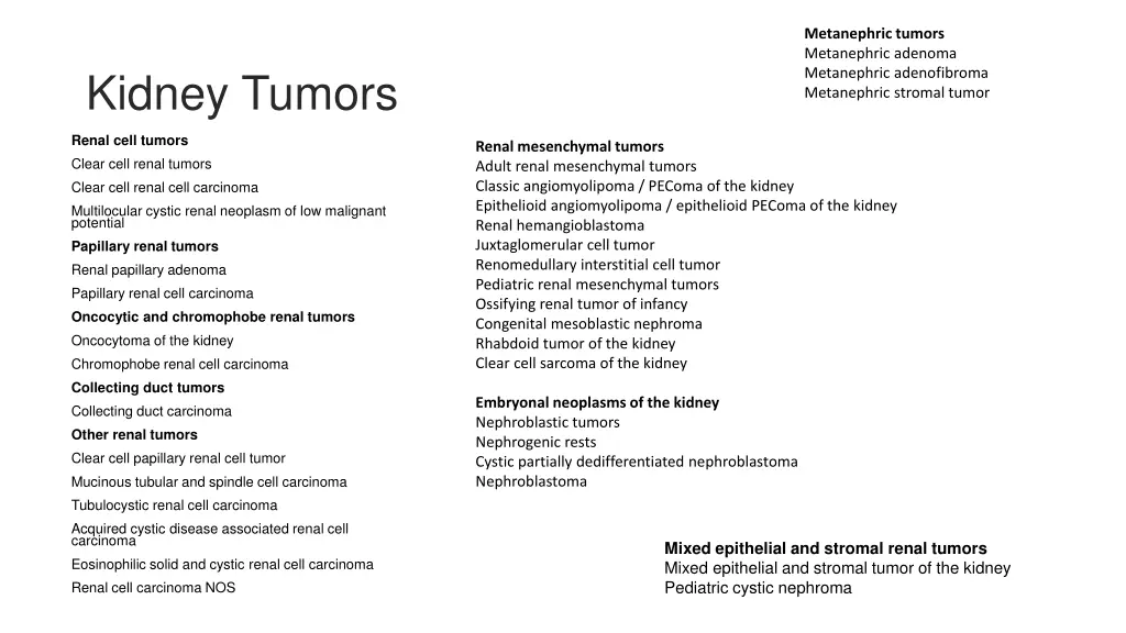 metanephric tumors metanephric adenoma