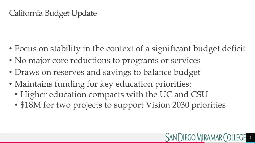 california budget update
