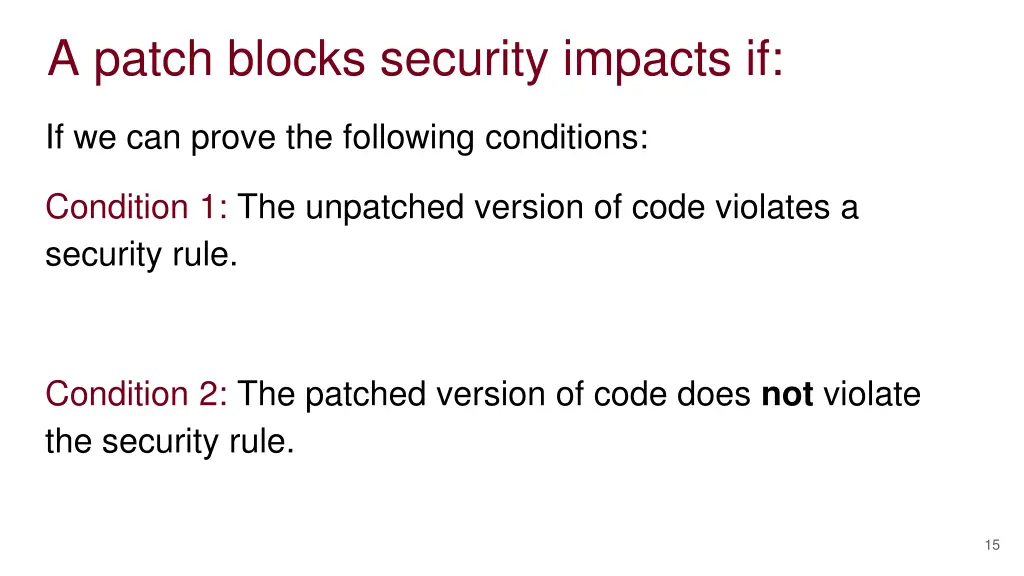a patch blocks security impacts if