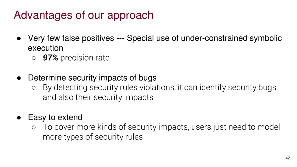 advantages of our approach