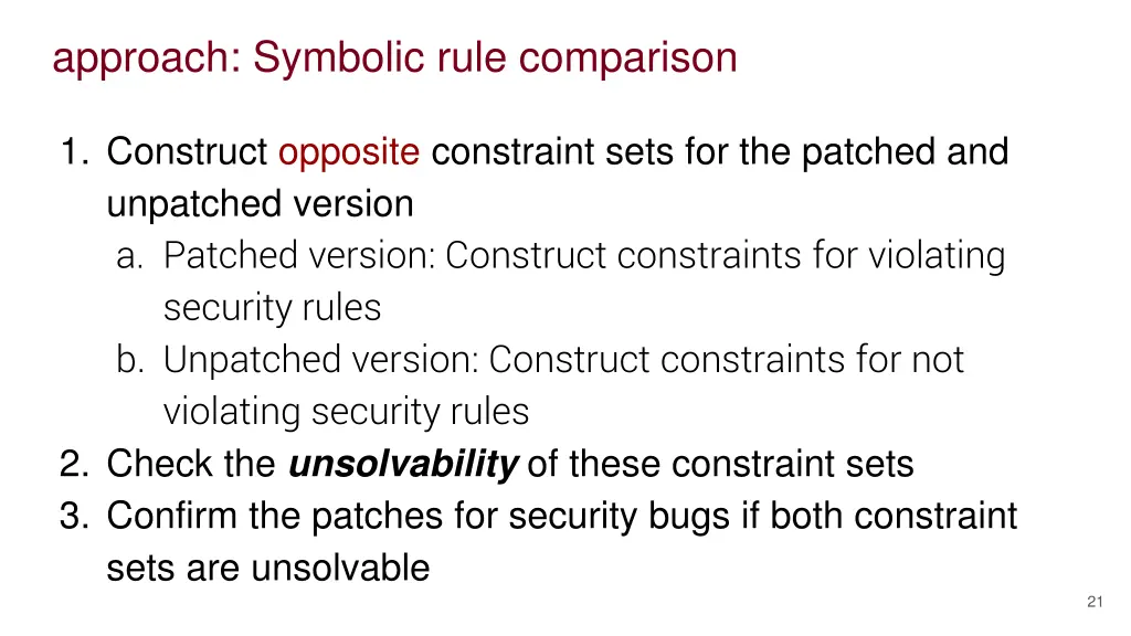 approach symbolic rule comparison