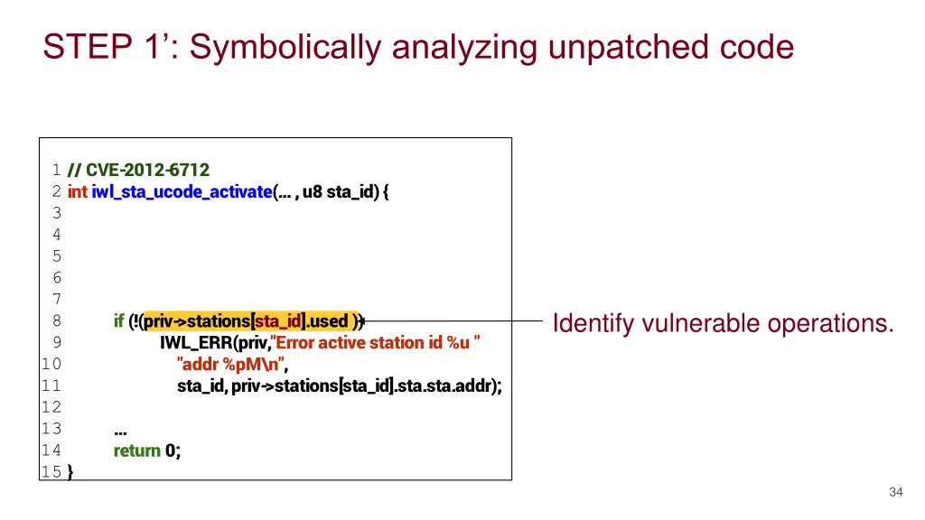 step 1 symbolically analyzing unpatched code