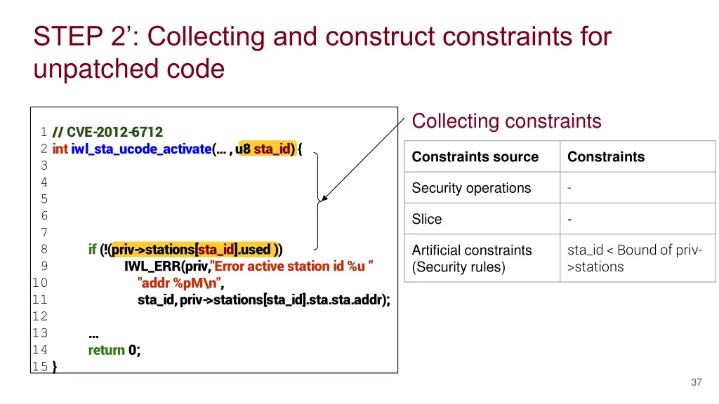 step 2 collecting and construct constraints 1
