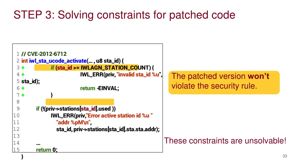 step 3 solving constraints for patched code 1