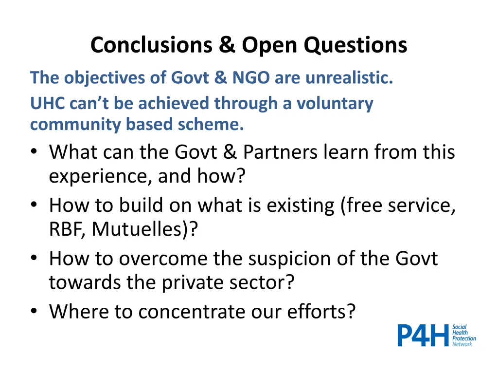 conclusions open questions