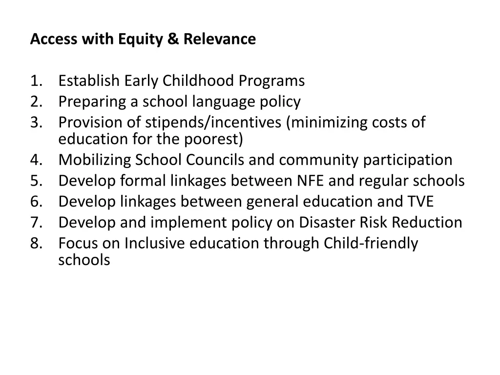 access with equity relevance